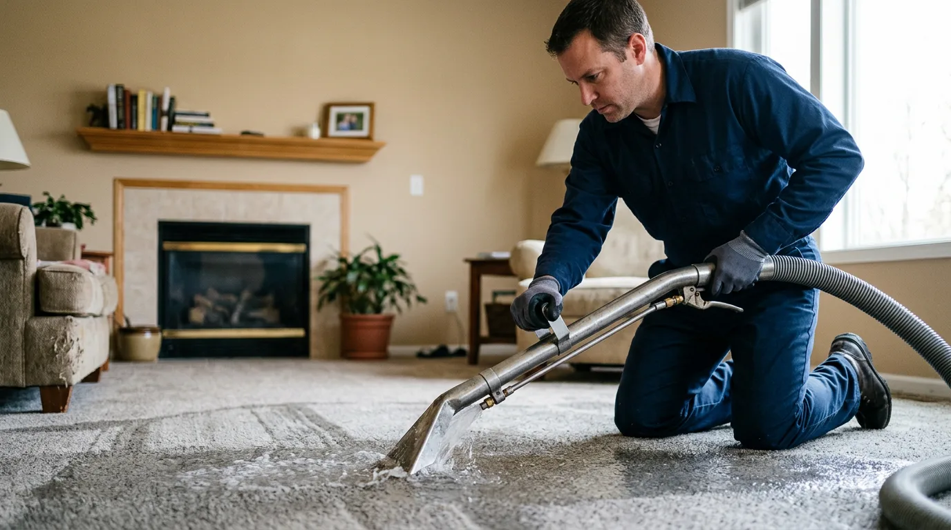 Water damage restoration technician working near Belfield, ND